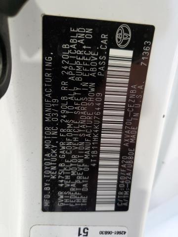 2019 TOYOTA CAMRY L - 4T1B11HK4KU764409