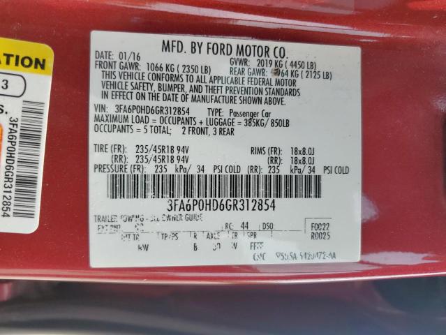 2016 FORD FUSION SE - 3FA6P0HD6GR312854