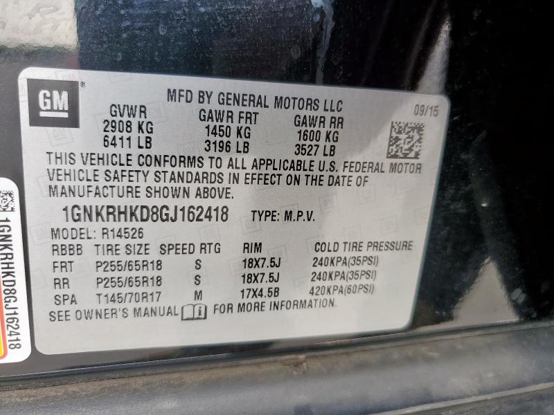 2016 CHEVROLET TRAVERSE L 1GNKRHKD8GJ162418