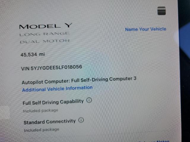 2020 TESLA MODEL Y 5YJYGDEE5LF018056