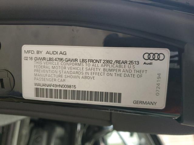 2017 AUDI A4 PREMIUM WAUANAF49HN009815