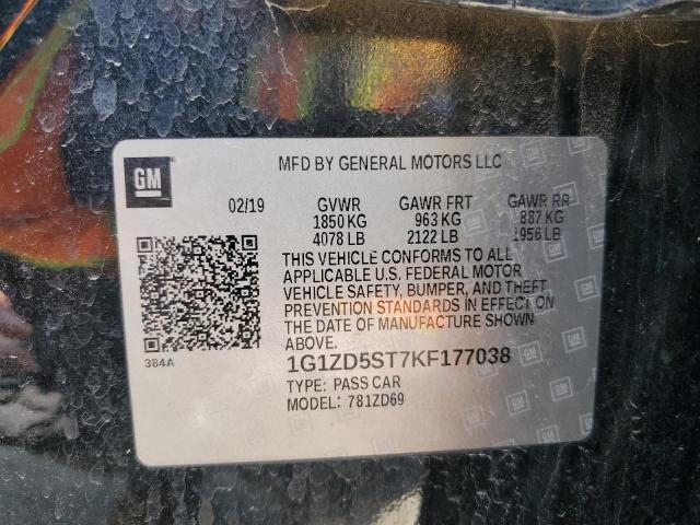 2019 CHEVROLET MALIBU LT - 1G1ZD5ST7KF177038