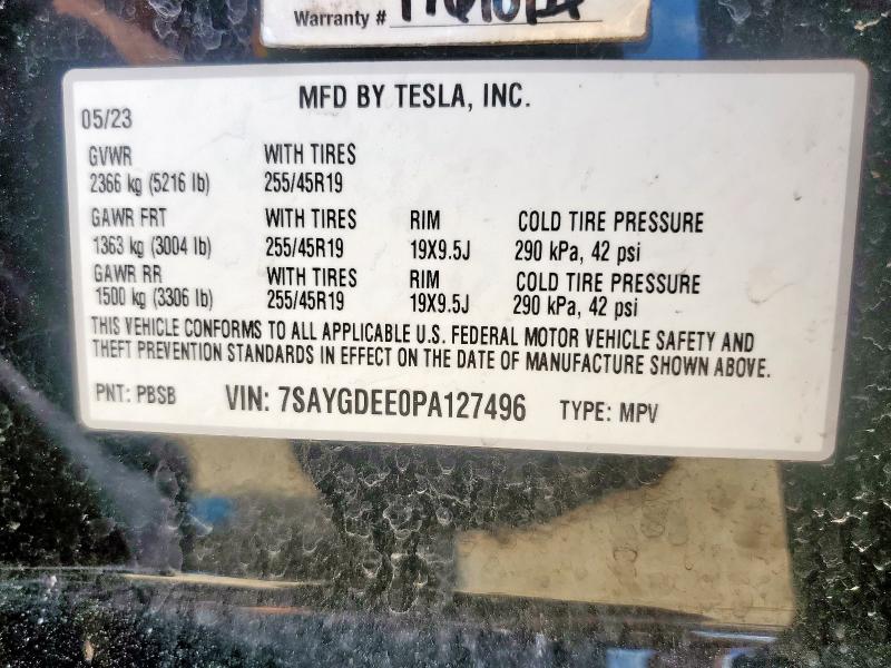 2023 TESLA MODEL Y 7SAYGDEE0PA127496