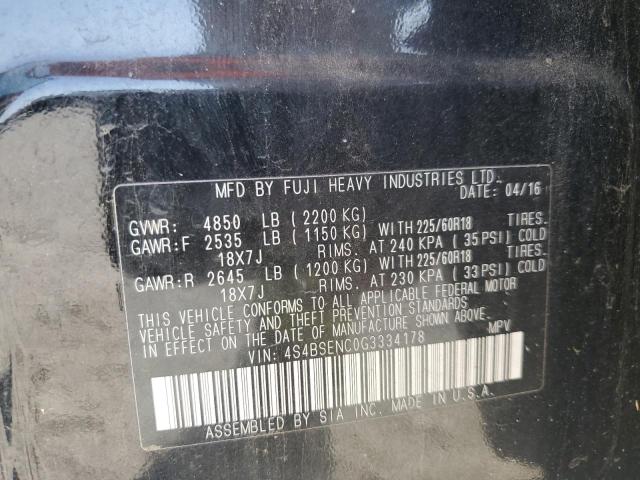 2016 SUBARU OUTBACK 4S4BSENC0G3334178