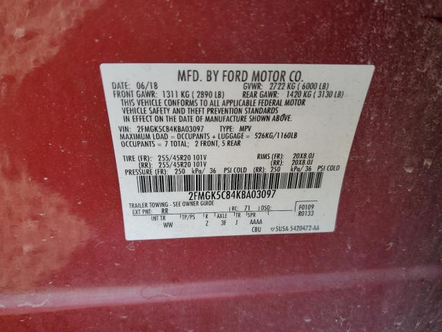 2019 FORD FLEX SEL - 2FMGK5C84KBA03097