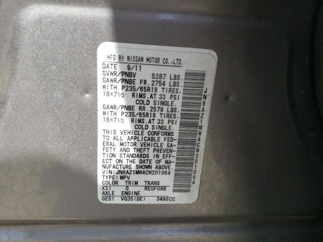 2012 NISSAN MURANO S - JN8AZ1MW4CW201064