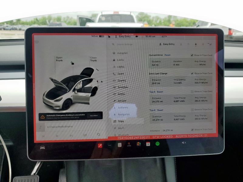 2022 TESLA MODEL Y - 7SAYGDEE2NF330311
