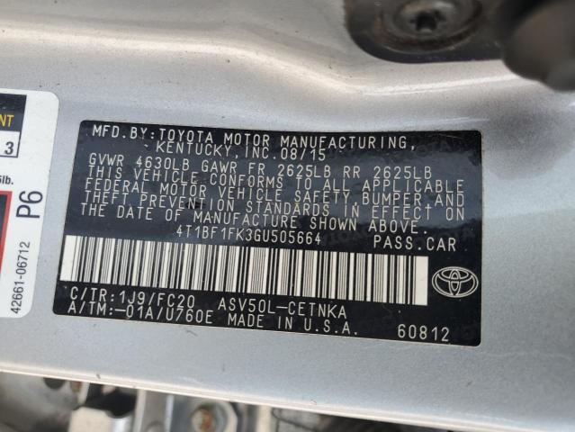 2016 TOYOTA CAMRY LE - 4T1BF1FK3GU505664