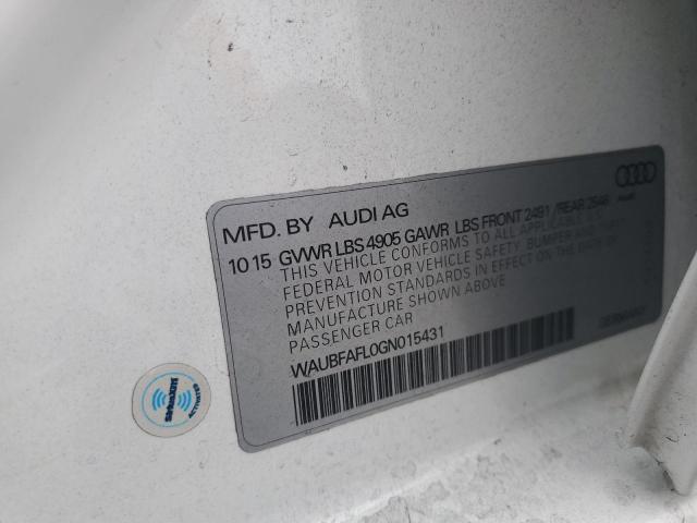 2016 AUDI A4 PREMIUM WAUBFAFL0GN015431