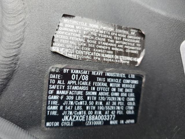 2008 KAWASAKI ZX1000 E - JKAZXCE188A003377
