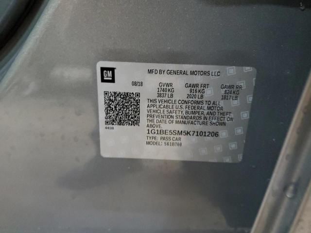 2019 CHEVROLET CRUZE LT - 1G1BE5SM5K7101206