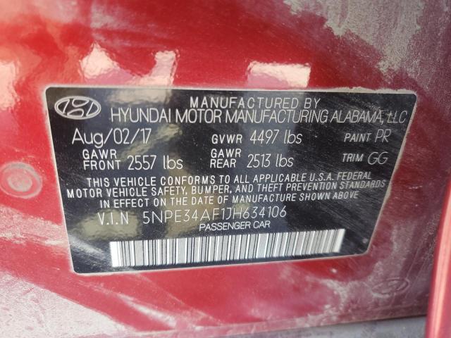 2018 HYUNDAI SONATA 5NPE34AF1JH634106