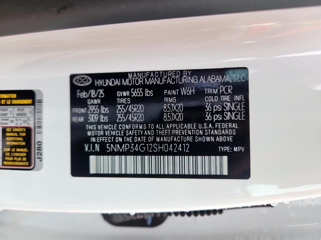 2025 HYUNDAI SANTA FE L 5NMP34G12SH042412