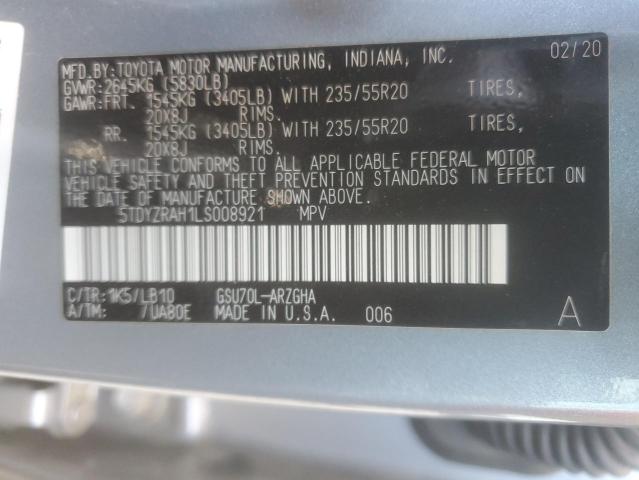 2020 TOYOTA HIGHLANDER 5TDYZRAH1LS008921