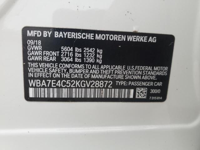 2019 BMW 740 XI WBA7E4C52KGV28872