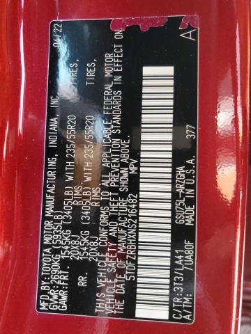 2022 TOYOTA HIGHLANDER - 5TDFZRBHXNS216482