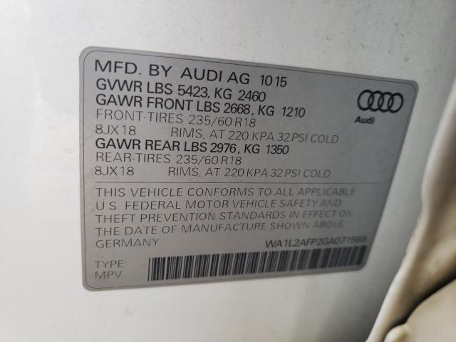 2016 AUDI Q5 PREMIUM WA1L2AFP2GA071569