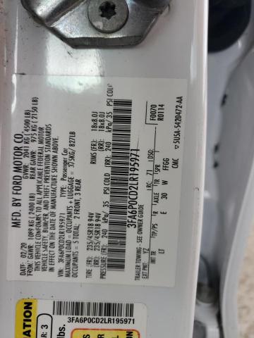 2020 FORD FUSION SEL 3FA6P0CD2LR195971