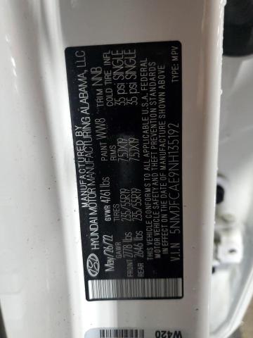 2022 HYUNDAI TUCSON SEL 5NMJFCAE9NH135192