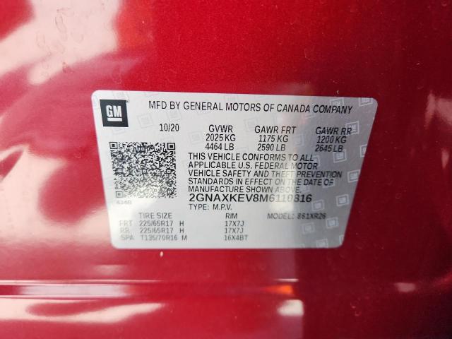 2021 CHEVROLET EQUINOX LT - 2GNAXKEV8M6110816
