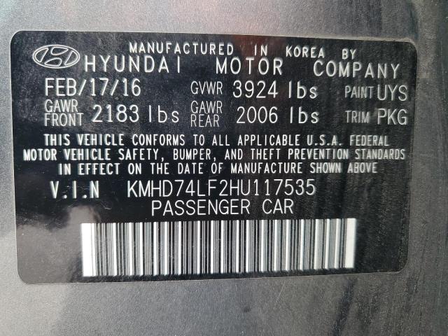 kmhd74lf2hu117535 - 2017 Hyundai Elantra Se - #61470425