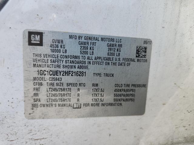 2017 CHEVROLET SILVERADO - 1GC1CUEY2HF216281