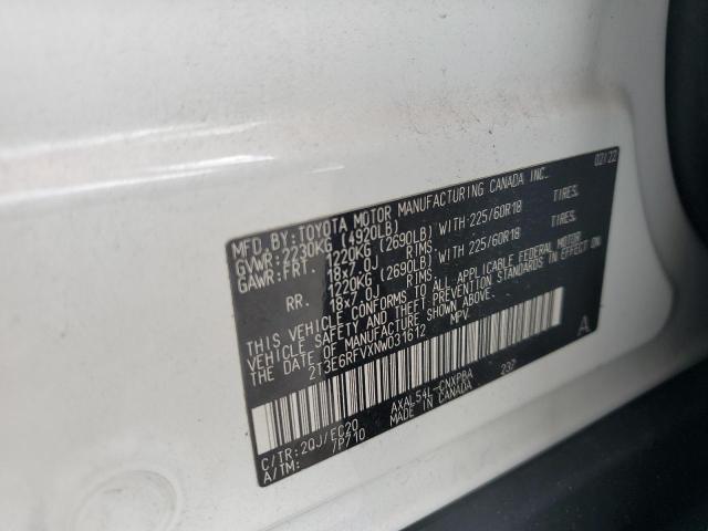 2022 TOYOTA RAV4 XSE 2T3E6RFVXNW031612