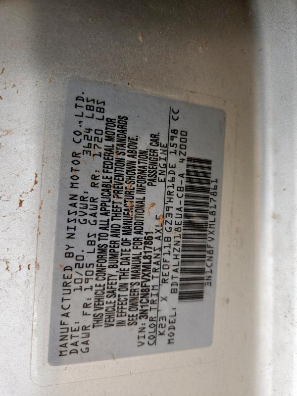 2021 NISSAN VERSA SR 3N1CN8FVXML817861