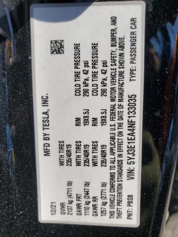 2022 TESLA MODEL 3 - 5YJ3E1EA4NF133035