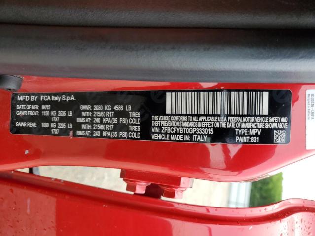 2016 FIAT 500X EASY ZFBCFYBT0GP333015