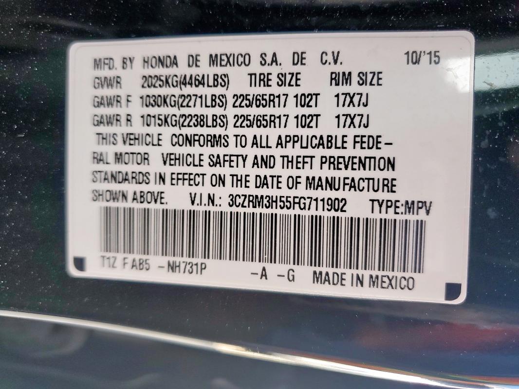 2015 HONDA CR-V EX - 3CZRM3H55FG711902