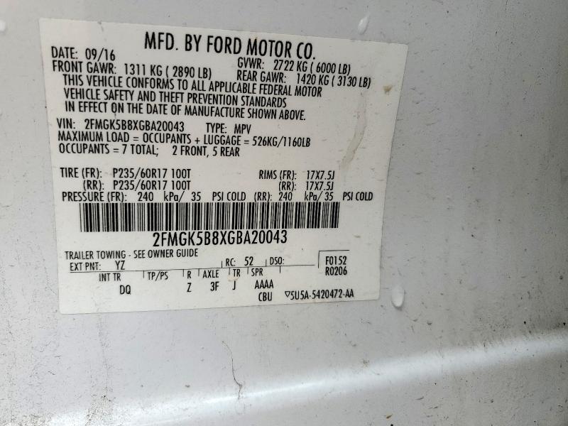 2016 FORD FLEX SE 2FMGK5B8XGBA20043