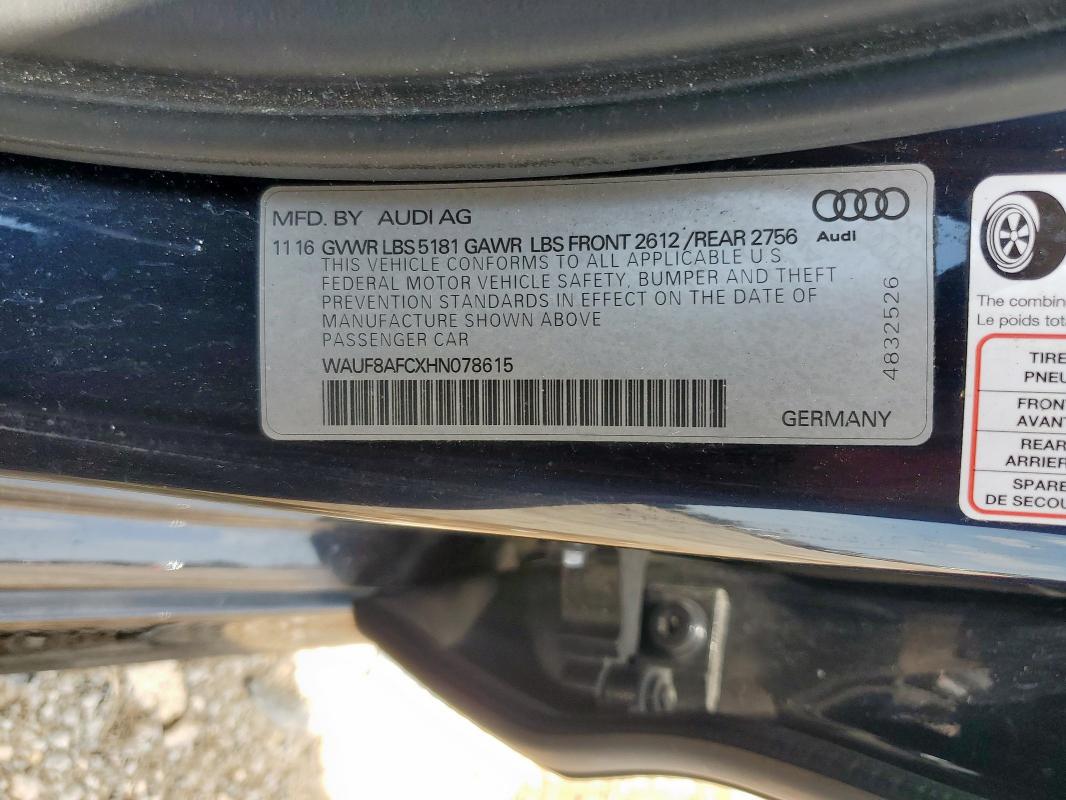 2017 AUDI A6 PREMIUM WAUF8AFCXHN078615
