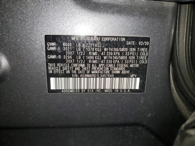 2020 SUBARU ASCENT TOU 4S4WMARD1L3457649