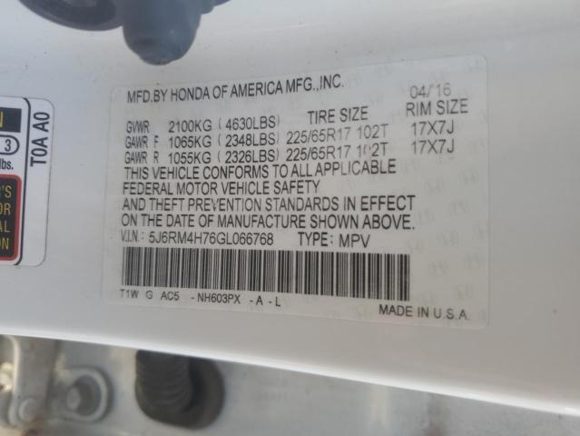 2016 HONDA CR-V EXL 5J6RM4H76GL066768