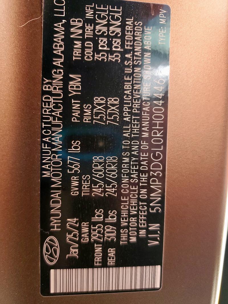 2024 HYUNDAI SANTA FE X 5NMP3DGL0RH004446