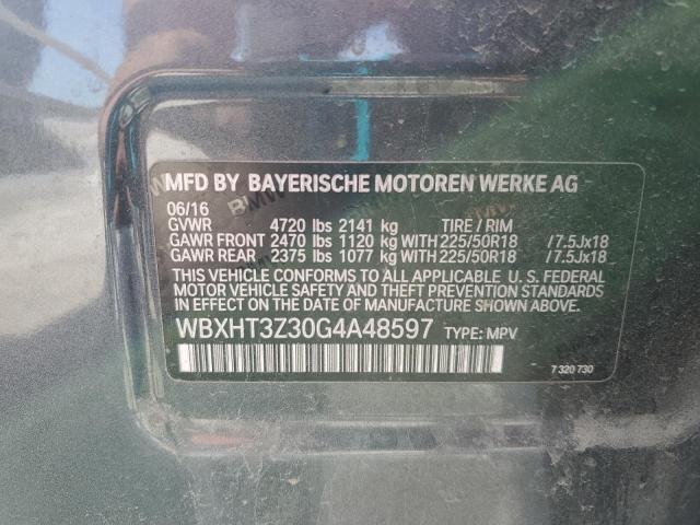 2016 BMW X1 XDRIVE2 WBXHT3Z30G4A48597