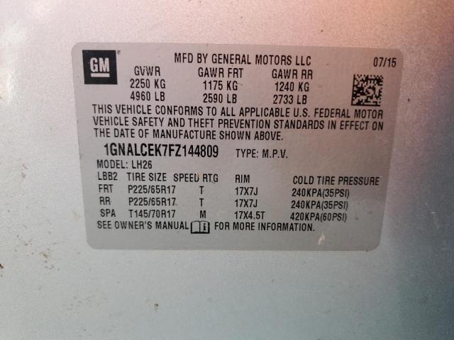 2015 CHEVROLET EQUINOX LT - 1GNALCEK7FZ144809