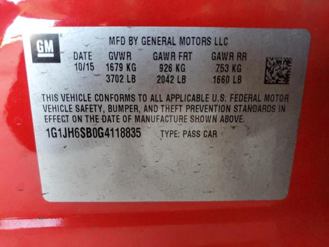 2016 CHEVROLET SONIC RS 1G1JH6SB0G4118835