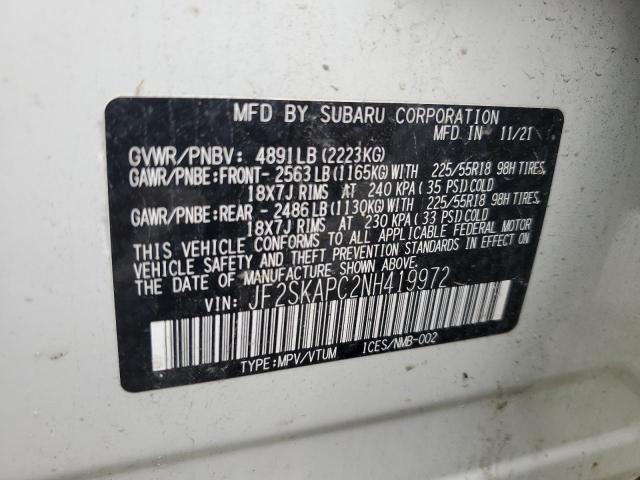 2022 SUBARU FORESTER L JF2SKAPC2NH419972