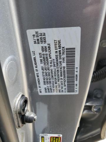 2019 HONDA RIDGELINE 5FPYK2F26KB006740