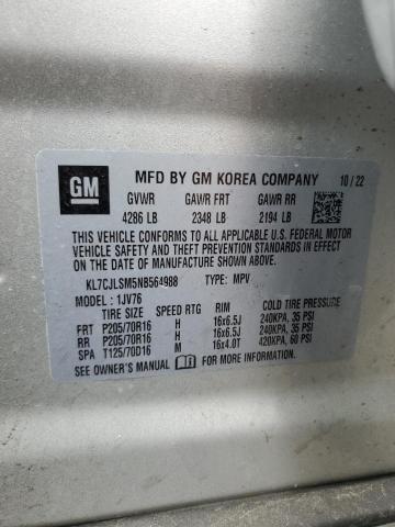 2022 CHEVROLET TRAX 1LT KL7CJLSM5NB564988