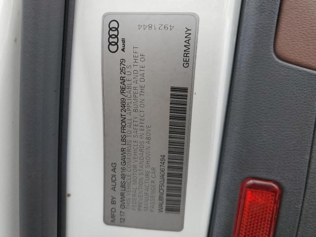 2018 AUDI A5 PREMIUM WAUBNCF50JA067494