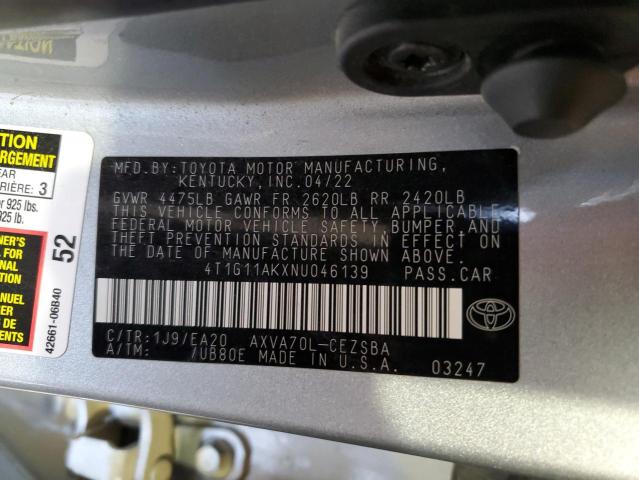 2022 TOYOTA CAMRY SE - 4T1G11AKXNU046139