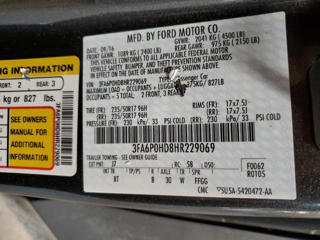 2017 FORD FUSION SE - 3FA6P0HD8HR229069