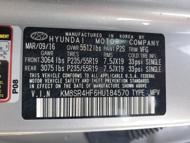 2017 HYUNDAI SANTA FE S - KM8SR4HF6HU184570