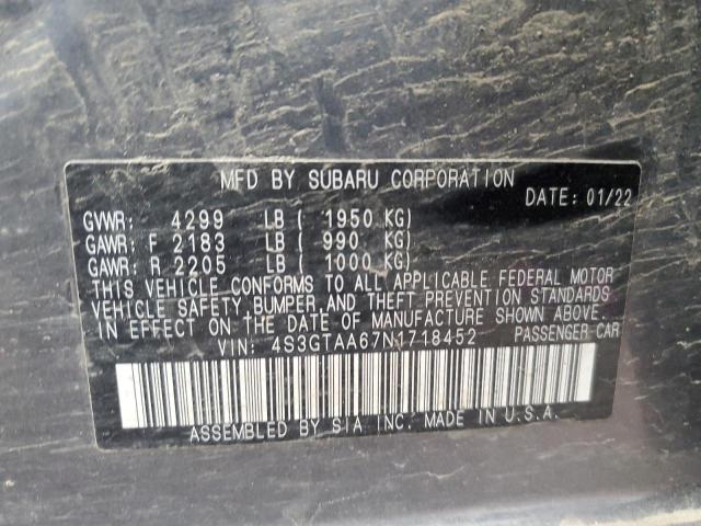 2022 SUBARU IMPREZA 4S3GTAA67N1718452