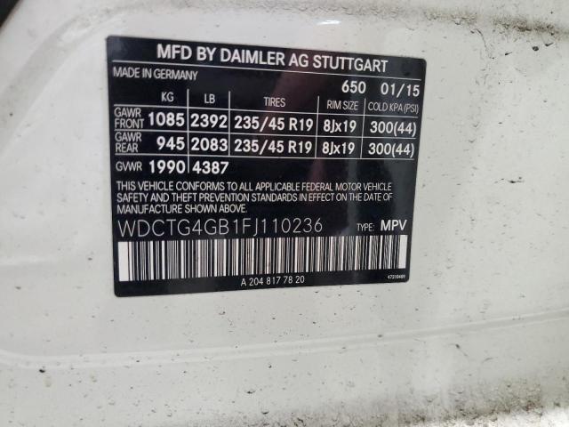2015 MERCEDES-BENZ GLA 250 4M WDCTG4GB1FJ110236