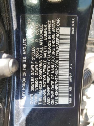 2017 HONDA CIVIC EXL - SHHFK7H72HU212036