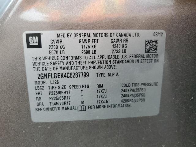 2012 CHEVROLET EQUINOX LT - 2GNFLGEK4C6287799